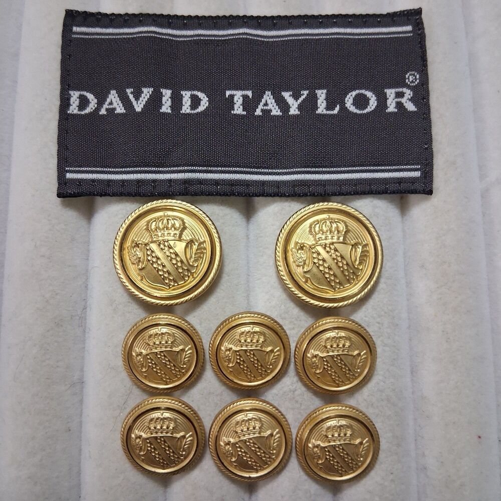 David Taylor Gold Blazer Buttons 8 2-Large, 6 Smaller